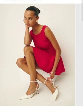 Reformation White Ankle-Strap Pointed-Toe Heels